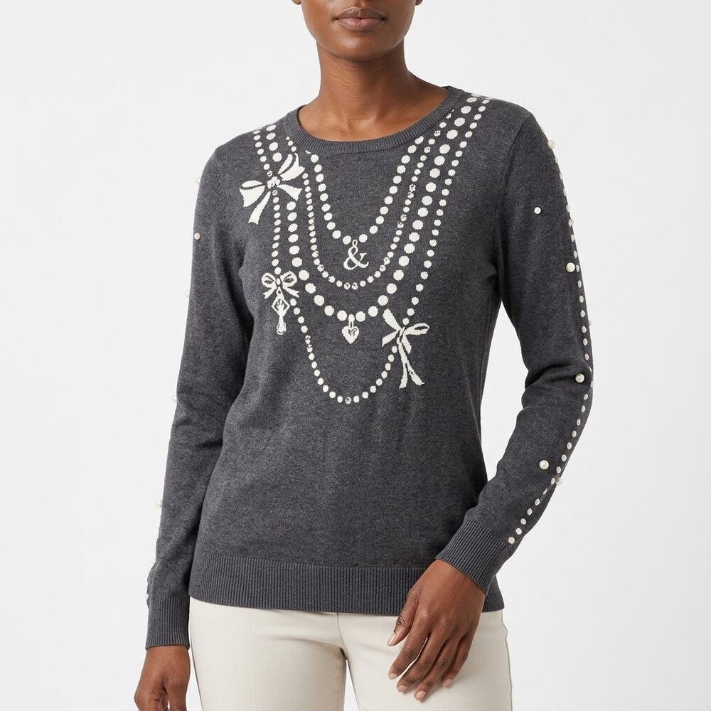 LEO & UGO  Made in France Graphic Print Pullover Sweater Women Size 3